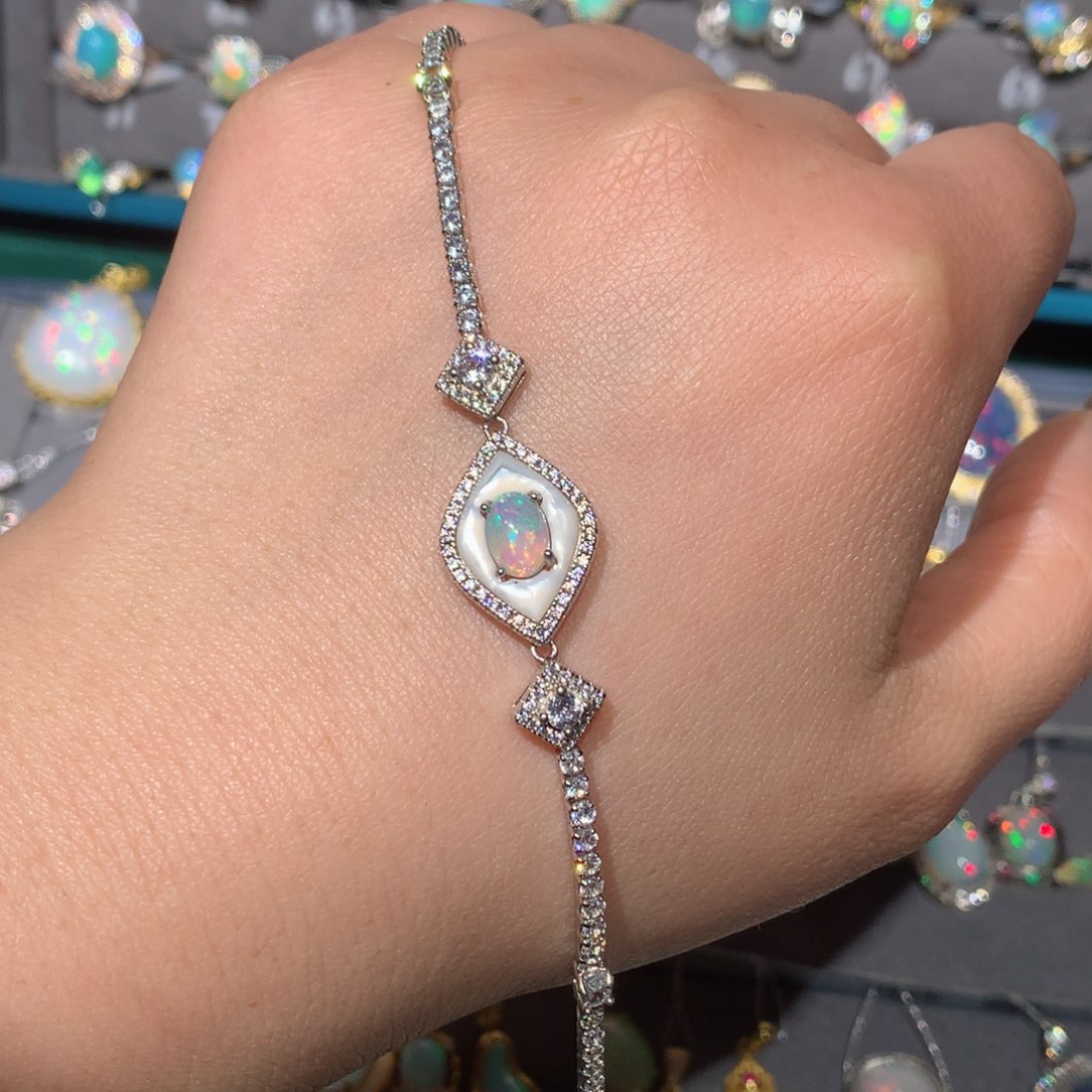 欧泊福利手链银S925镶嵌