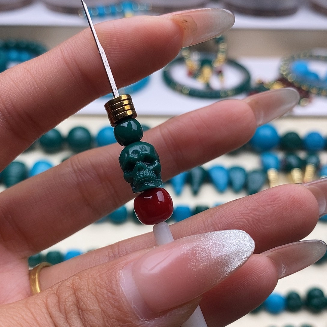 9***.DIY琉璃油绿色8.3mm骷髅 红色老邢8mm 线束