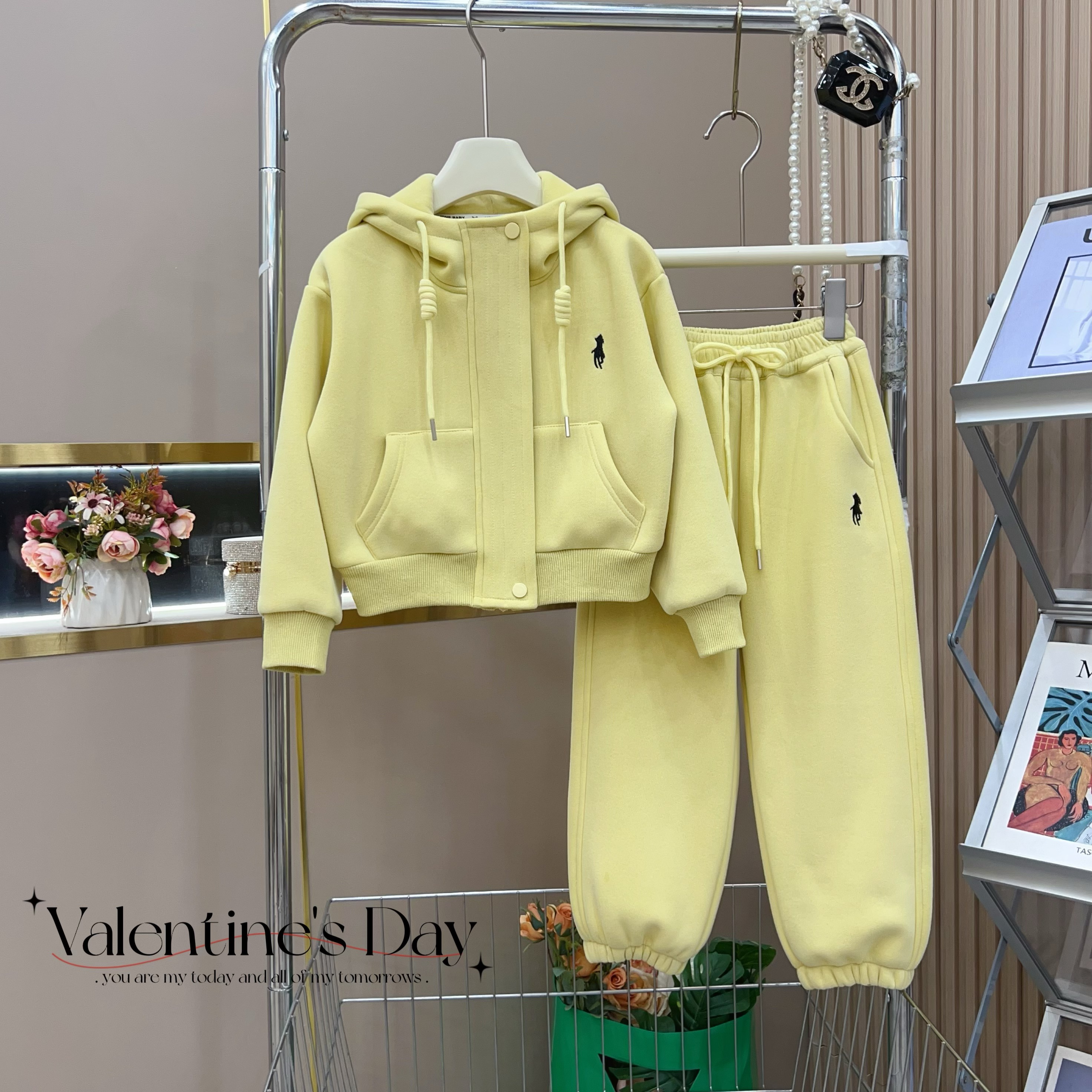 女童2025秋冬季新款韩版洋气一体绒加厚休闲套装-9631