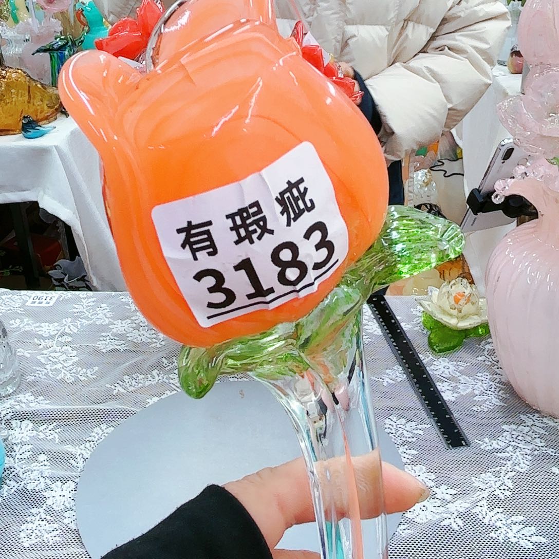 瑕疵福利不退不换琉璃花瓶艺术品