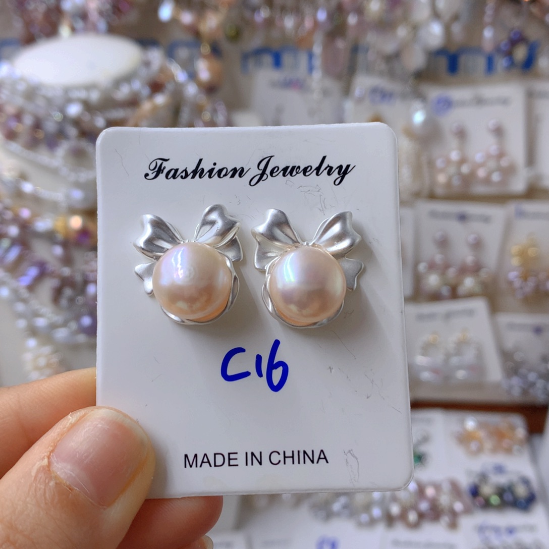 银S925镶嵌淡水珍珠耳饰