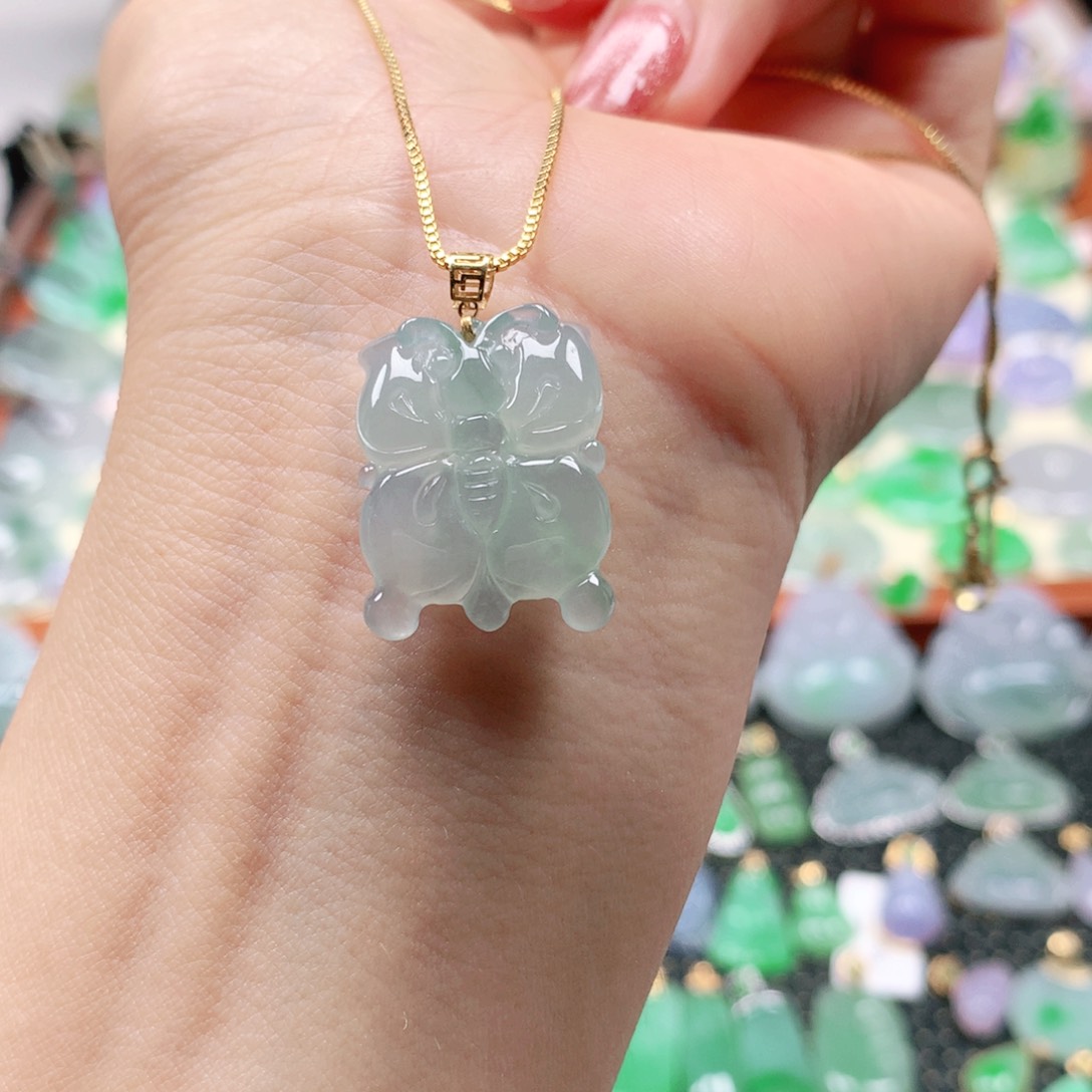 翡翠18K金镶嵌吊坠(不含链)