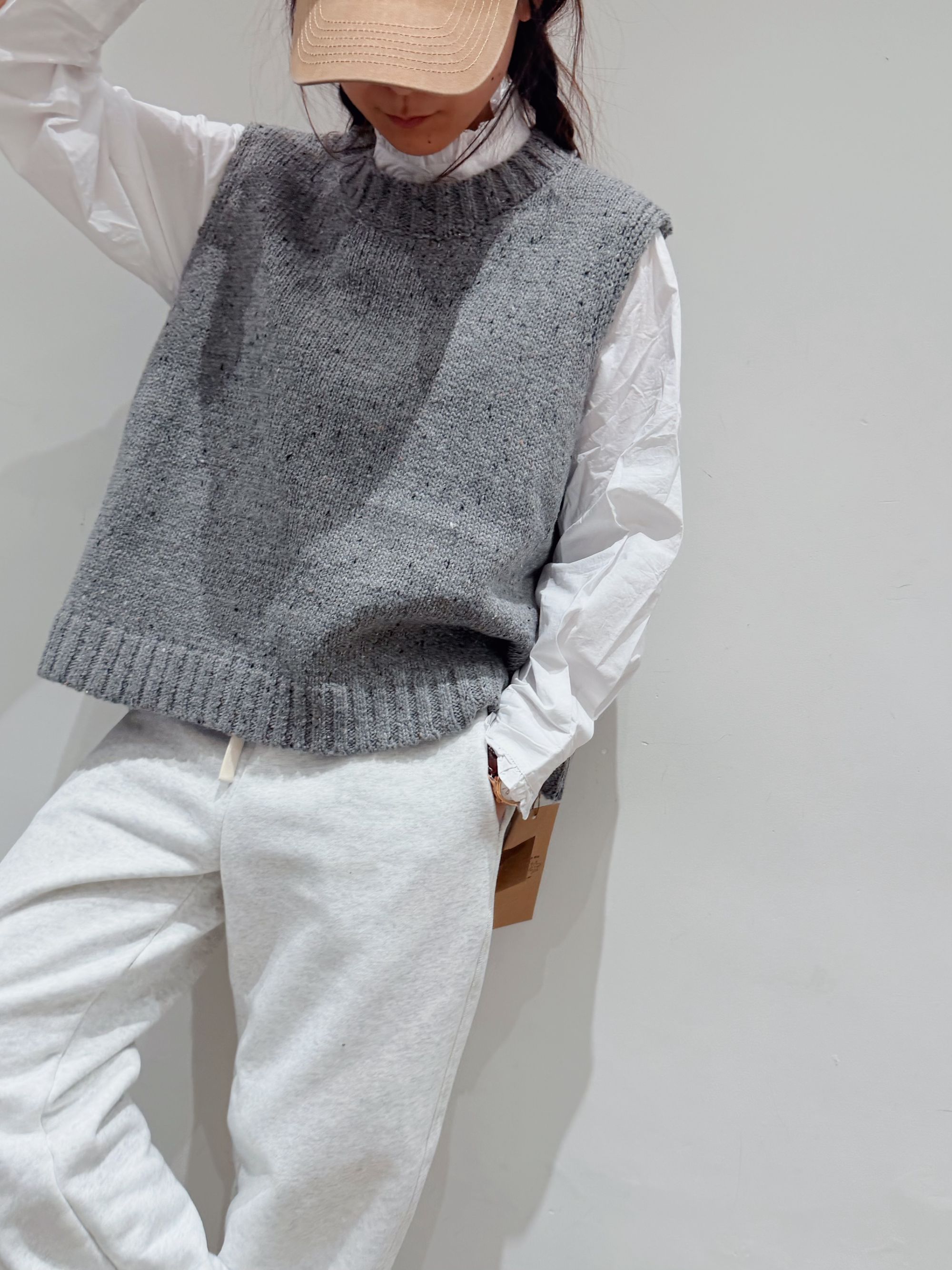 夏小朵 秋冬雪饼针织马甲  休闲百搭极简小众套头针织马甲