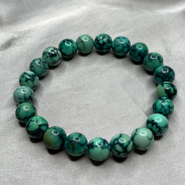 绿松才菜籽黄圆珠手串，直径9.1mm重20.58克