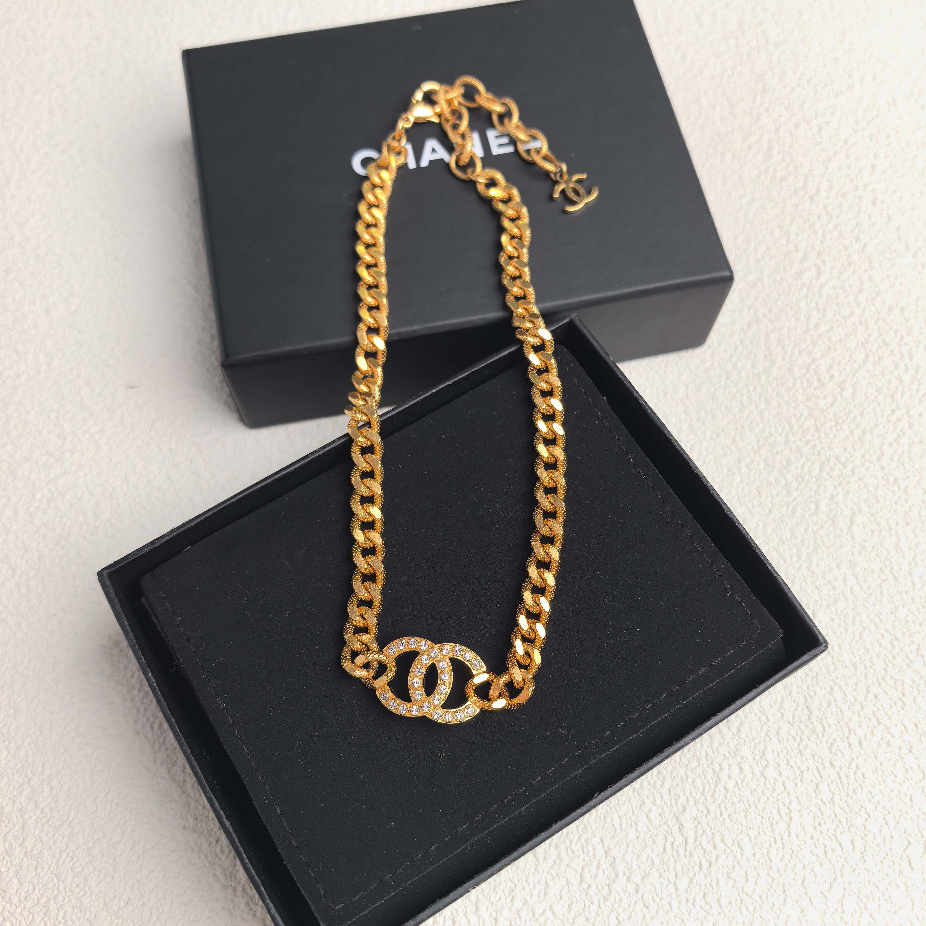 95新 Chanel/香奈儿 泡泡中古Chanel金色水钻双C choker