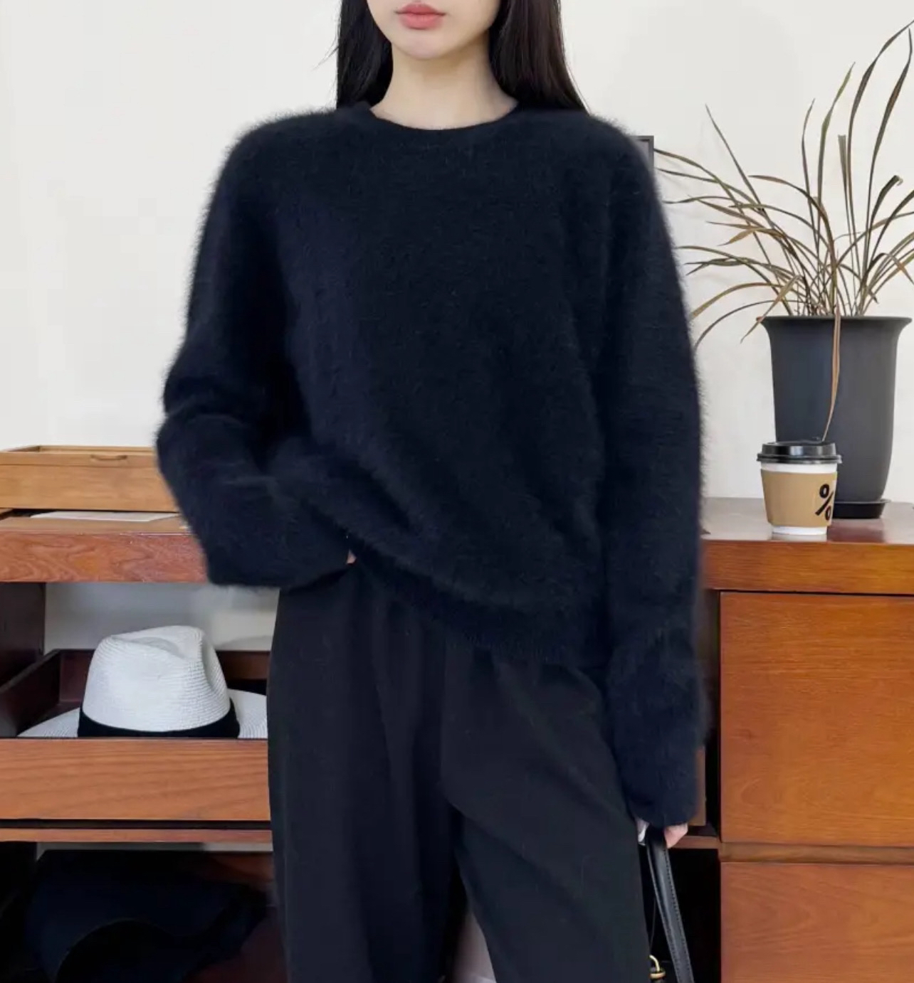 【北美小动物毛】慵懒风套头毛衣女韩系纯色圆领针织上衣
