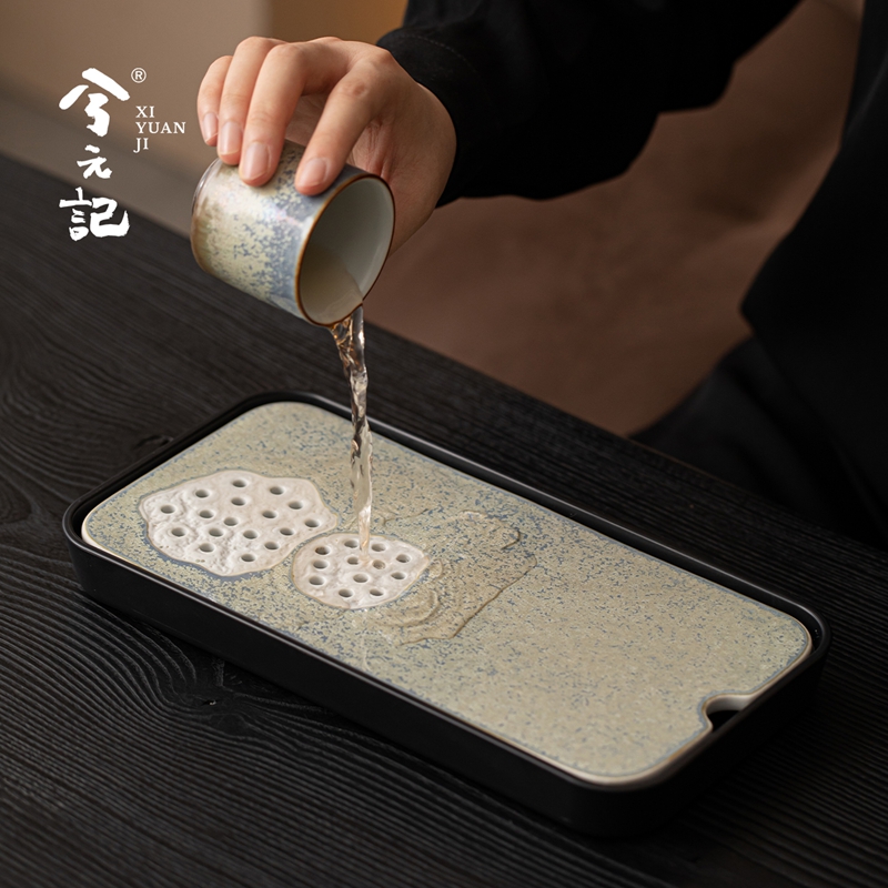 繁星窑变陶瓷茶盘家用小型客厅泡茶沥水茶托盘干泡茶台功夫茶具