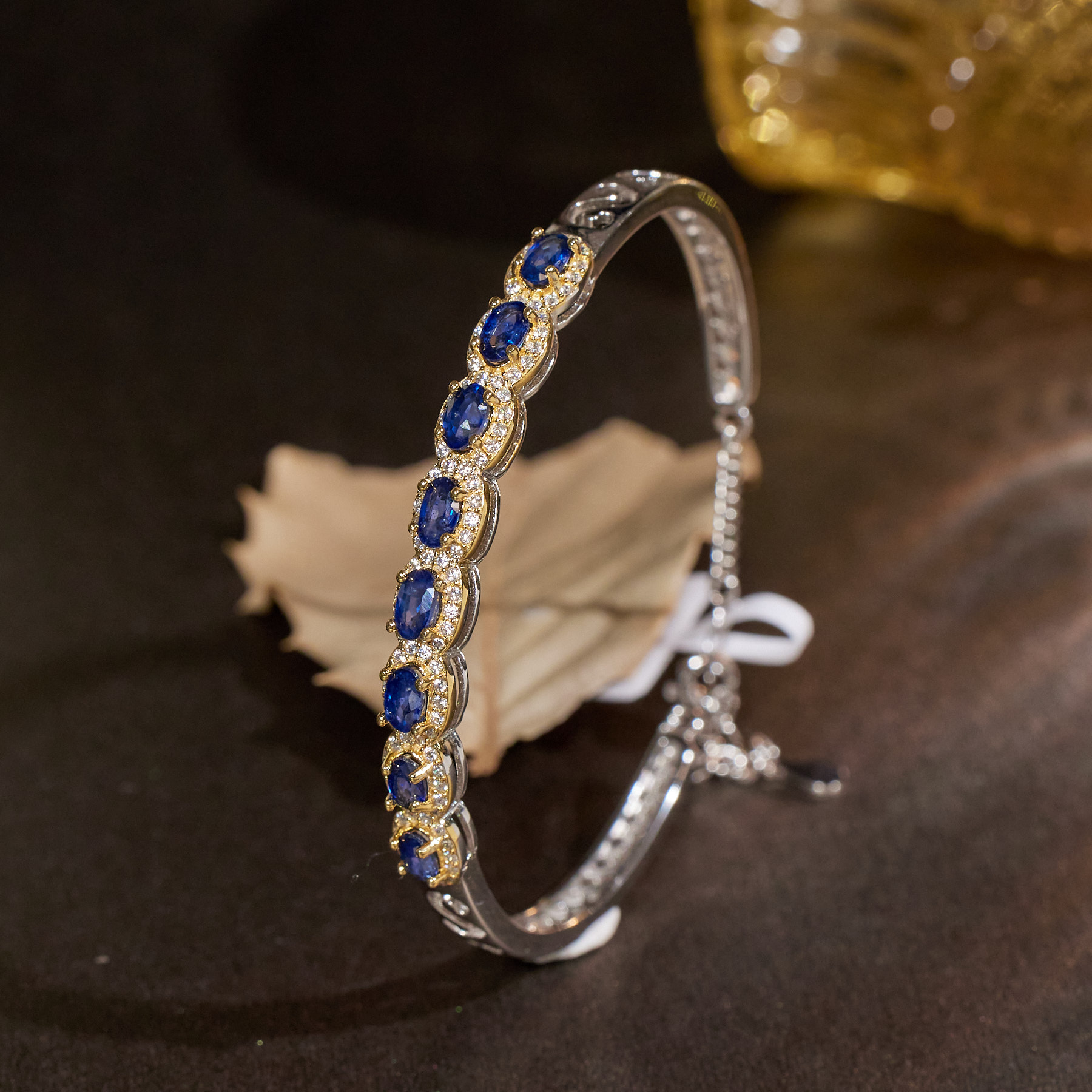 【歪歪】蓝宝石蛋面手镯*S925镶嵌N7360