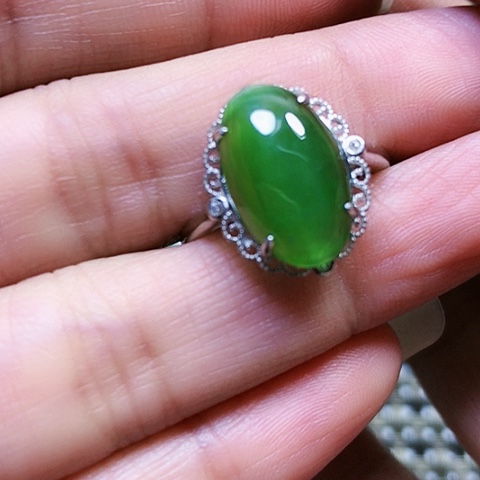 和田玉银S925镶嵌戒指