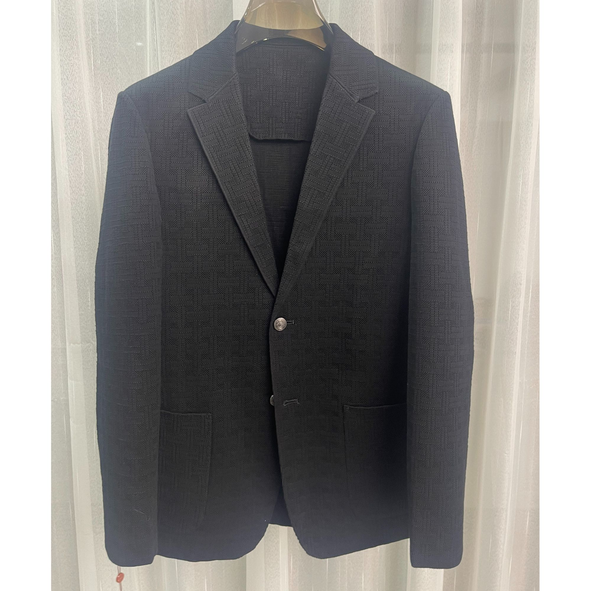 【龙港臻品】}6810黑色金典凹凸面西服男款轻奢时尚休闲商务