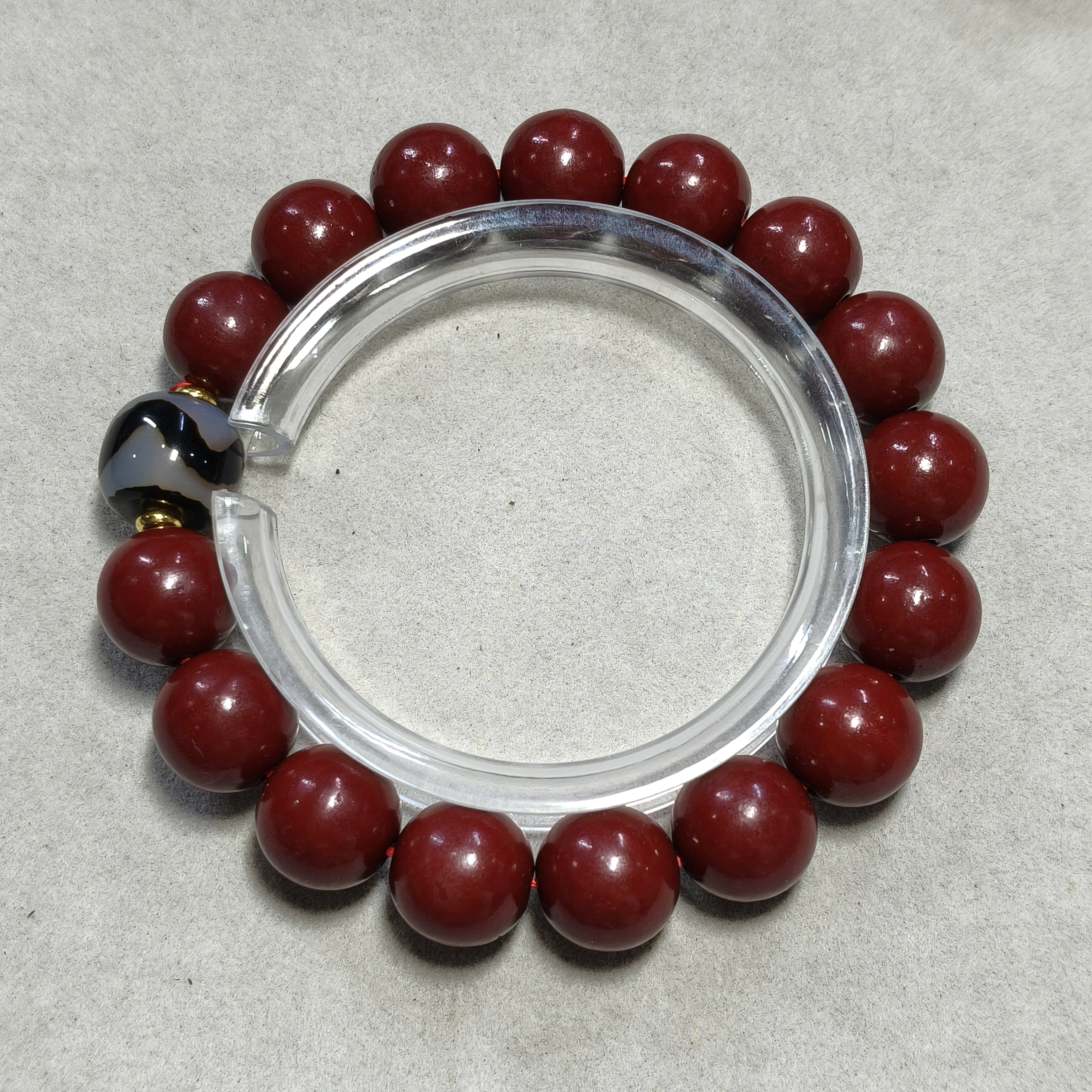 含辰砂工艺品a179 卡1.2圆珠带配珠单圈手串(合成)多样性发其一