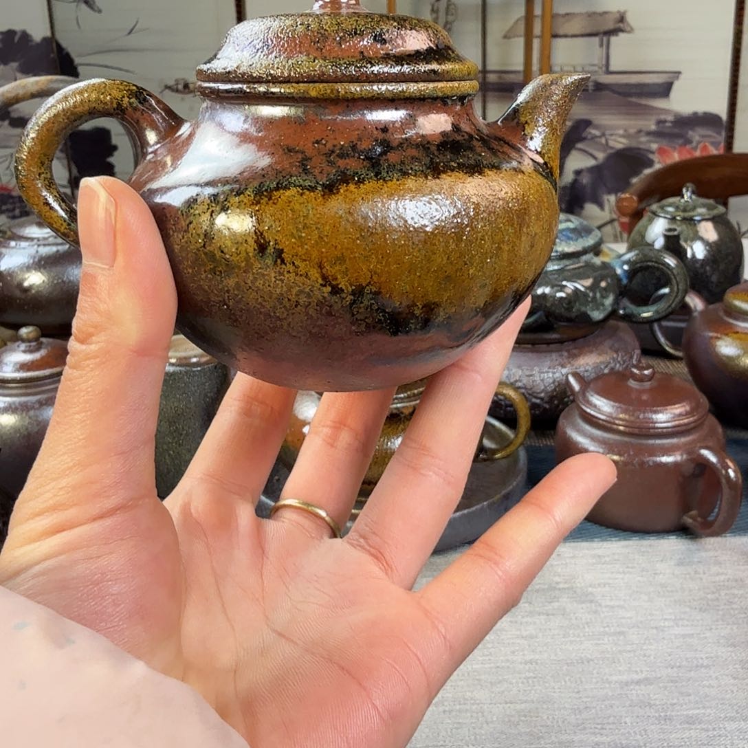 壶柴烧紫砂秋水壶