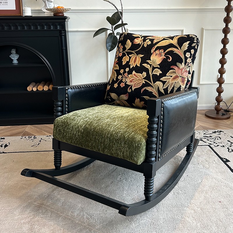 实木躺椅法式复古摇椅2025新款摇椅躺坐两用单人懒人沙发椅