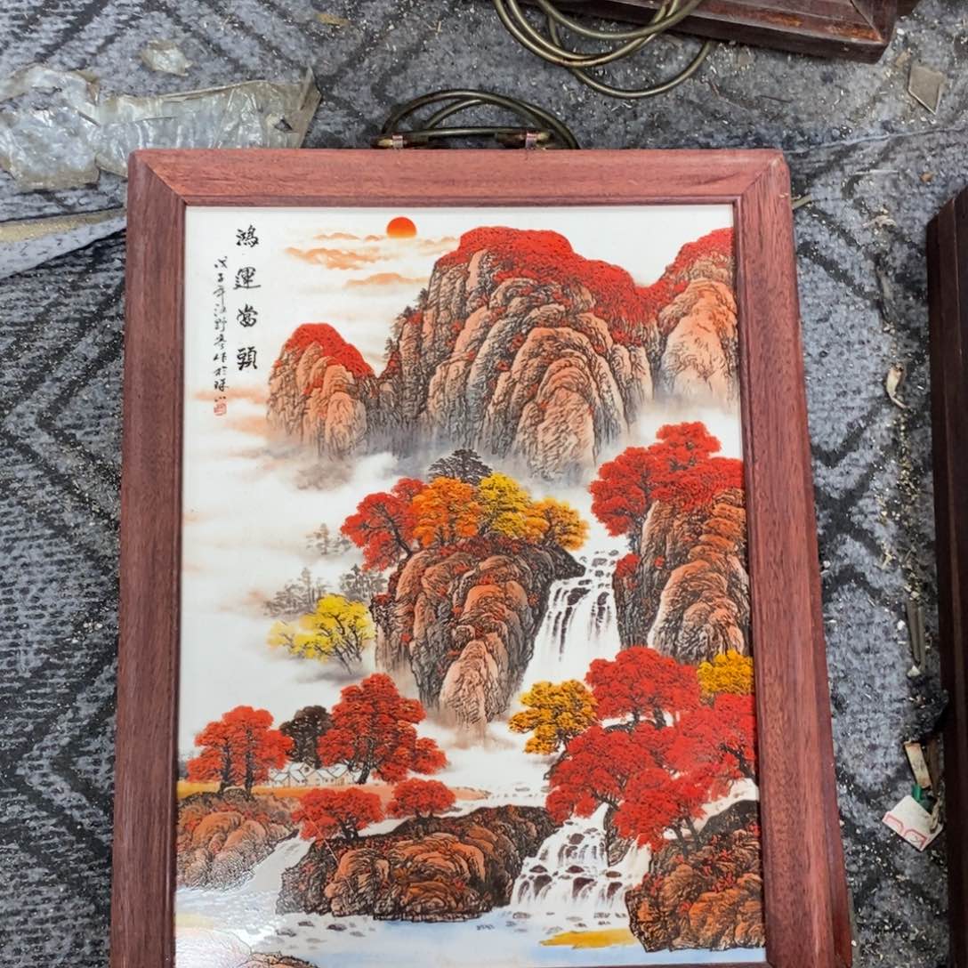 瓷片37*28*1景德镇瓷板画柴窑烧制