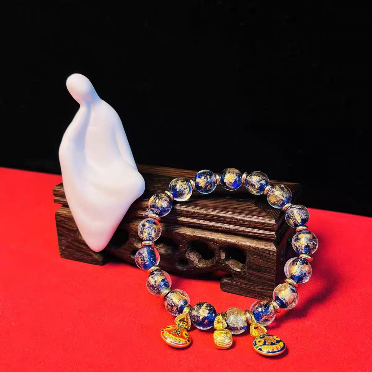 108蓝金夜光香灰琉璃精品手串yw108（无礼盒）