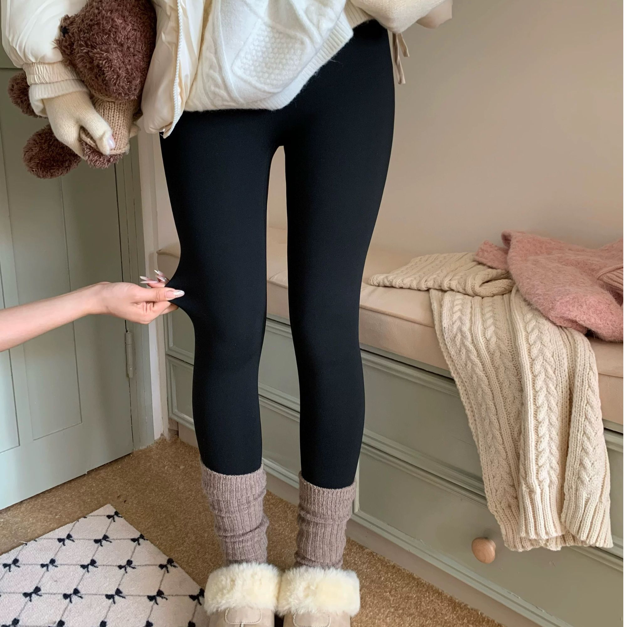 【新品-果冻腰轻塑鲨鱼裤】秋冬加绒芭比裤外穿提臀鲨鱼裤