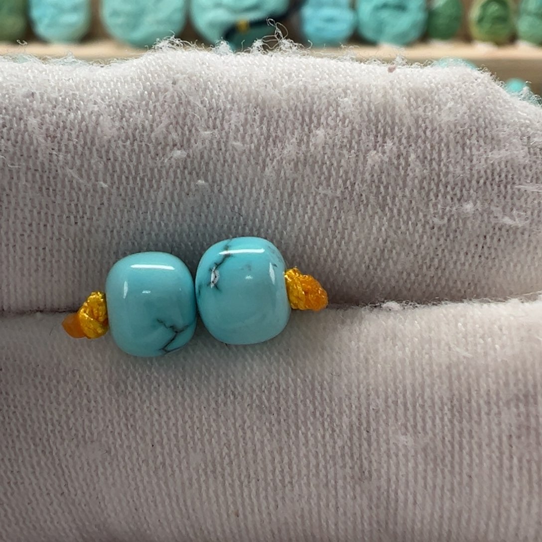 未镶嵌绿松石老型对珠 6.5x5.3mm