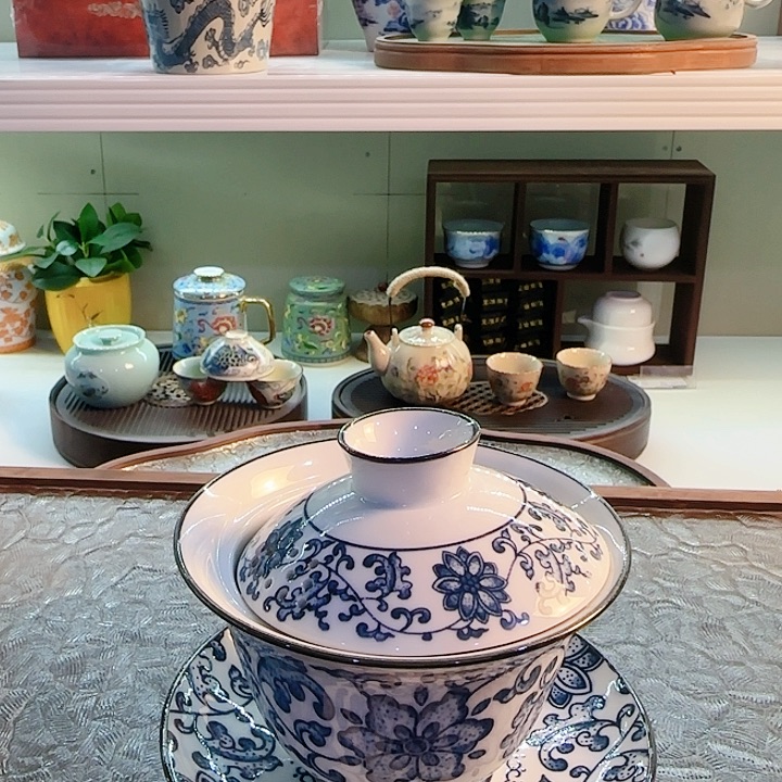 茶具套装 旅行茶具茶叶罐玻璃杯 青花瓷器