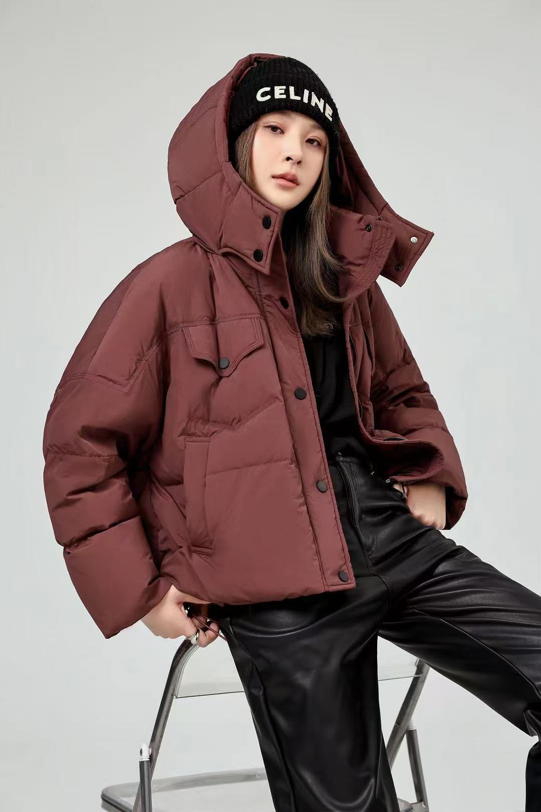 90白鸭绒冬季新款小个子连帽加厚保暖羽绒服 A856