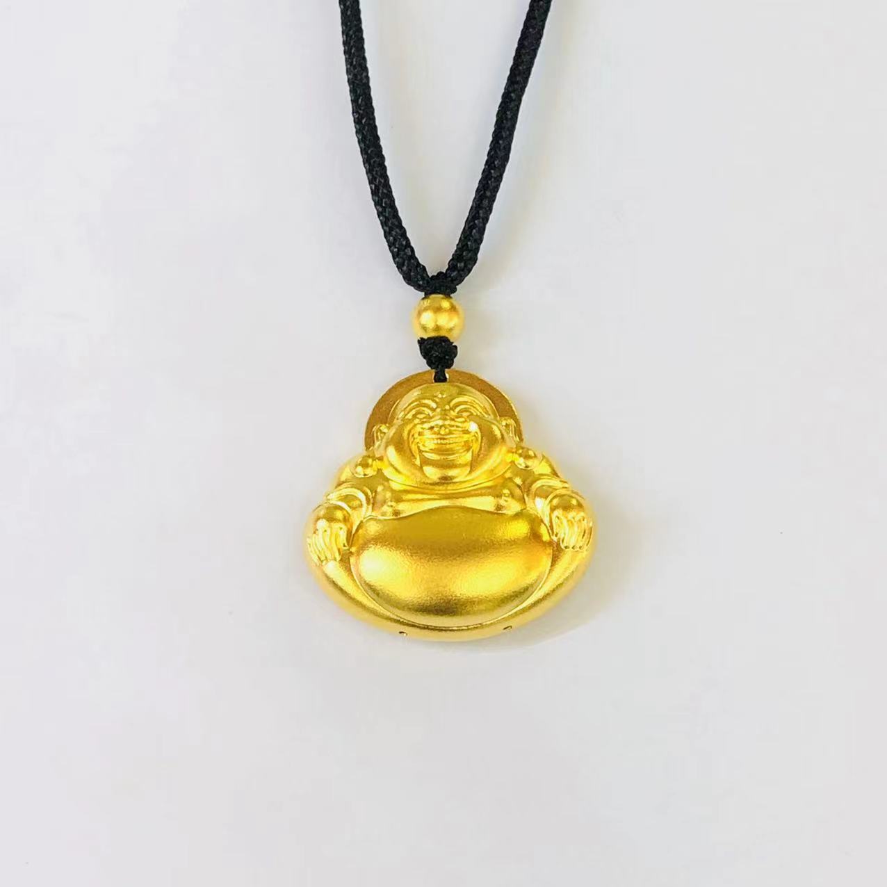 黄金足金999古法佛空心吊坠
