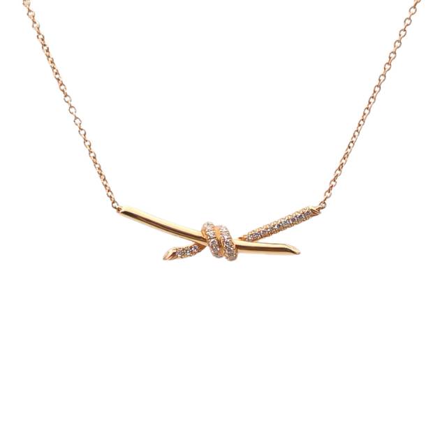 99新 Tiffany & Co./蒂芙尼 全24509 拆1 小花柳 Knot项链 玫瑰金
