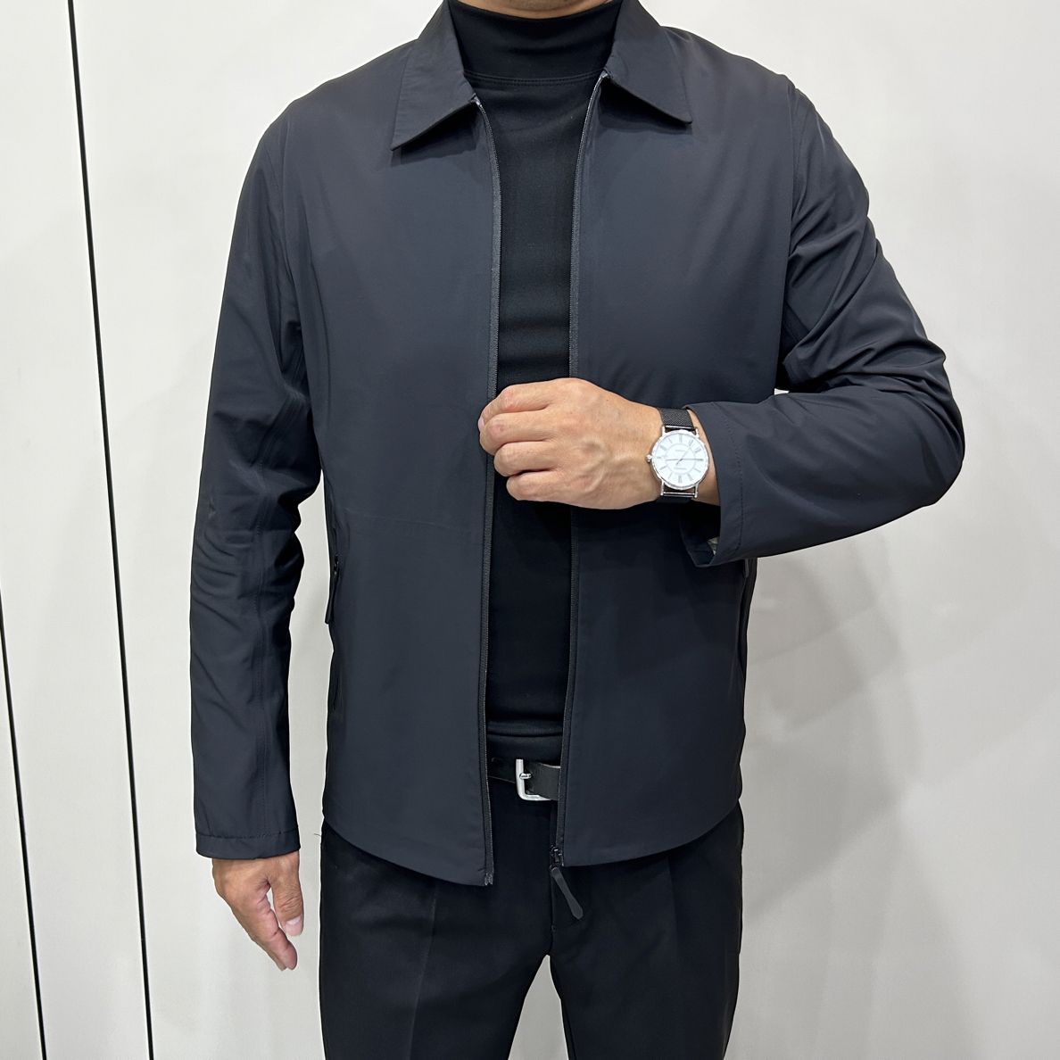 新款春夏秋商务翻领净版拉链无痕夹克外套