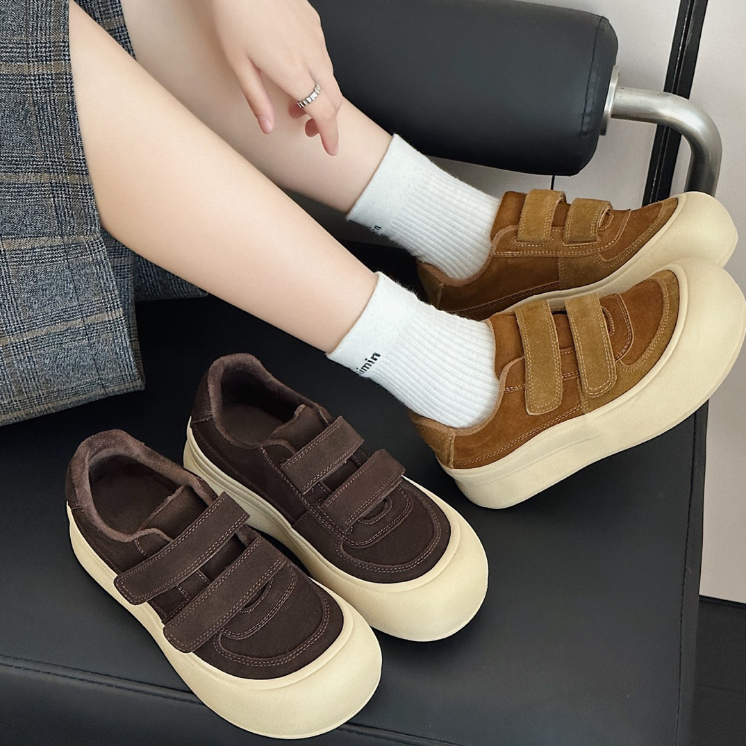 【铼】时尚休闲鞋增高厚底小众魔术贴板鞋女鞋街头风1127