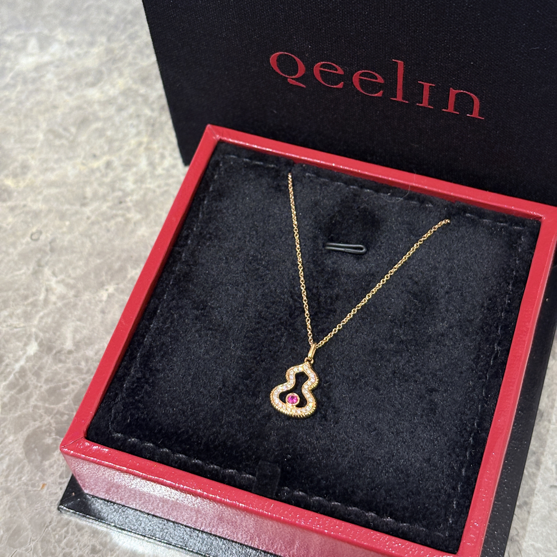 未使用 Qeelin 麒麟镂空带钻葫芦项链11709997