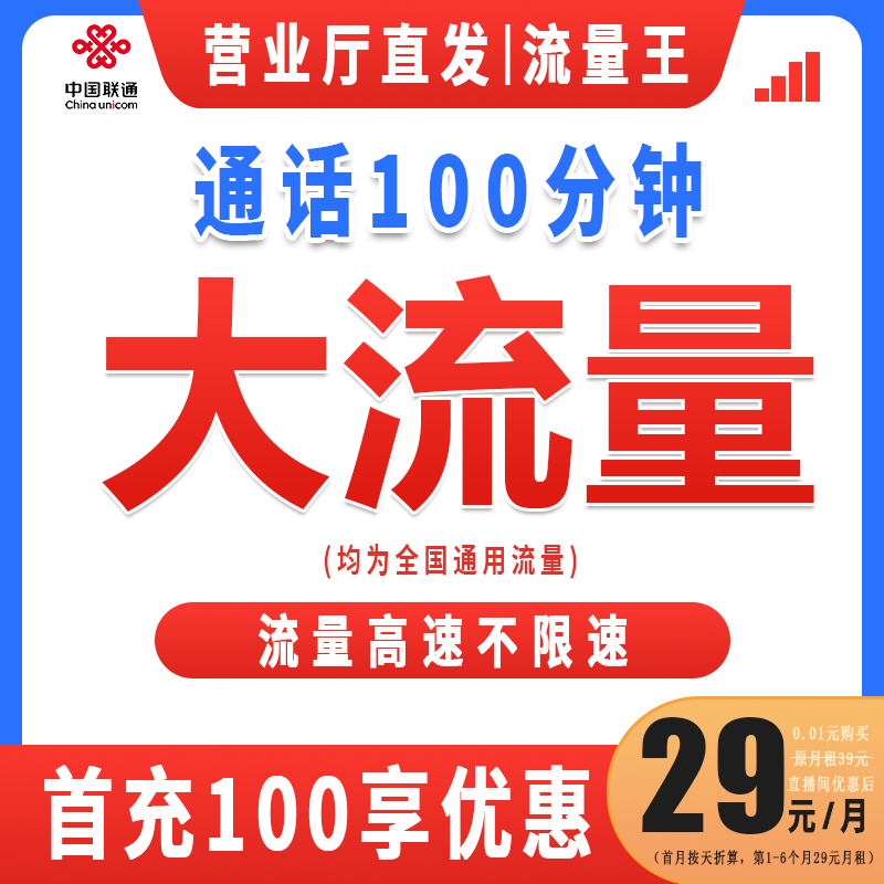 中国联通王卡流量卡5g通用流量不限速手机卡电话卡碧龙卡W-0B