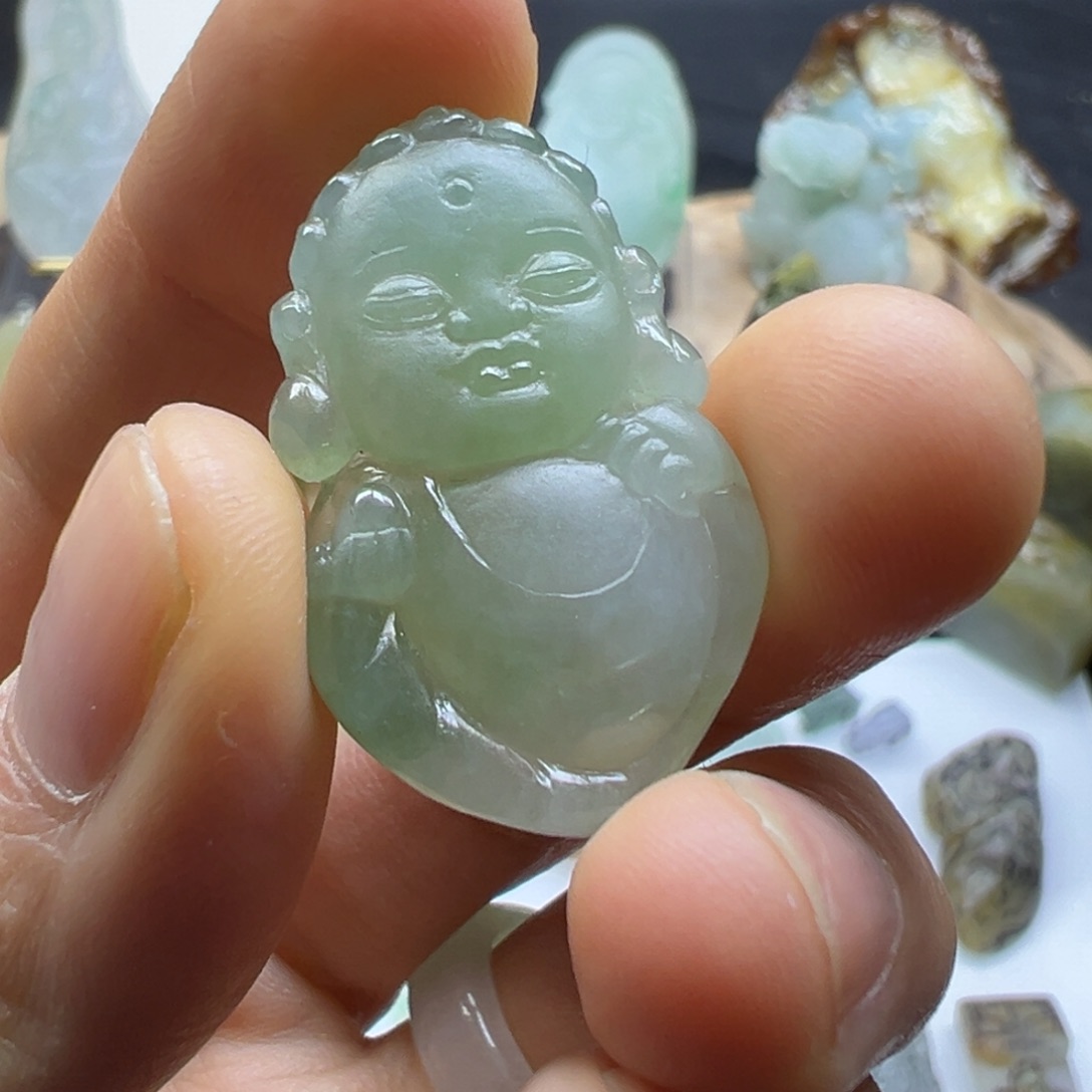 翡翠颈饰未镶嵌缅甸翡翠A货挂件