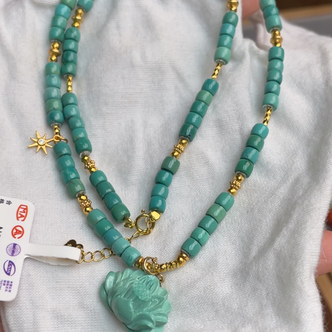 绿松石颈饰银S925镶嵌