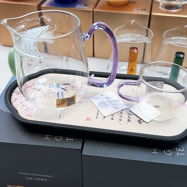 禾器浅紫色丰然煮茶器加小杯