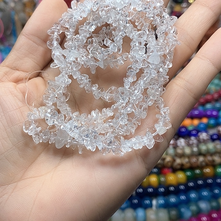 玛瑙/玉髓未镶嵌珠宝半成品天然白水晶绕手4圈