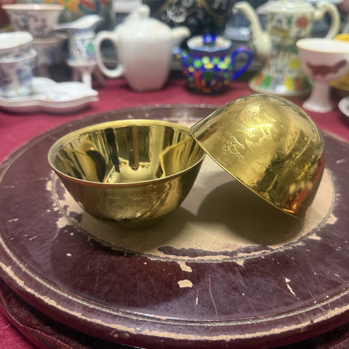 金包瓷不倒杯一对
