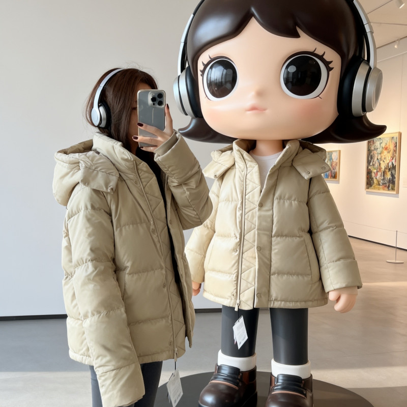 【WEIWEI专属】五格泡芙连帽鹅绒外套休闲【ZW001】