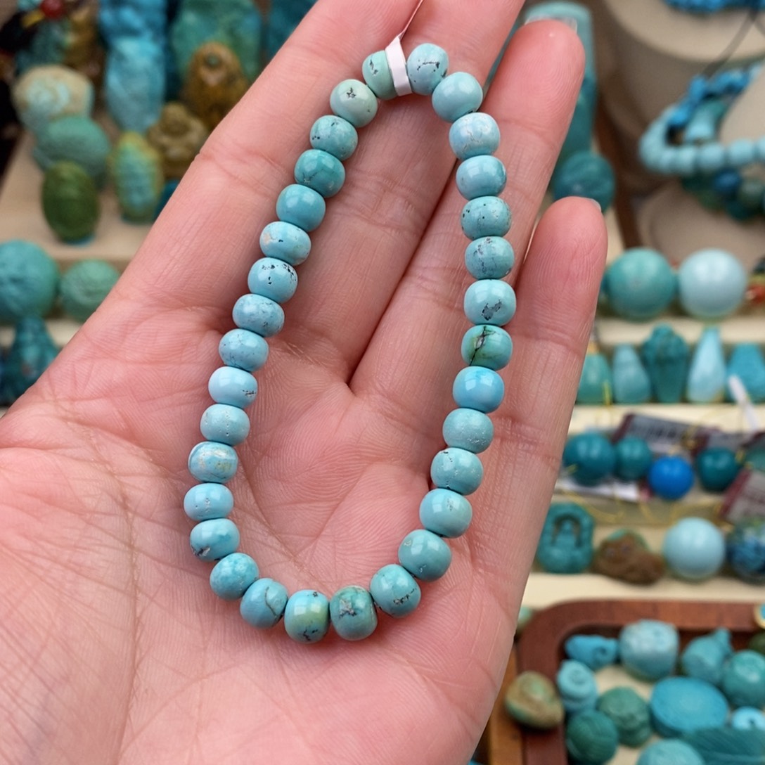 绿松石珠宝奇石未镶嵌7mm