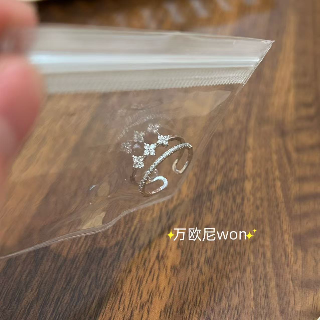 铜合金合成锆石戒指 CHANGE x 双层小满星戒指简约百搭 主 J556