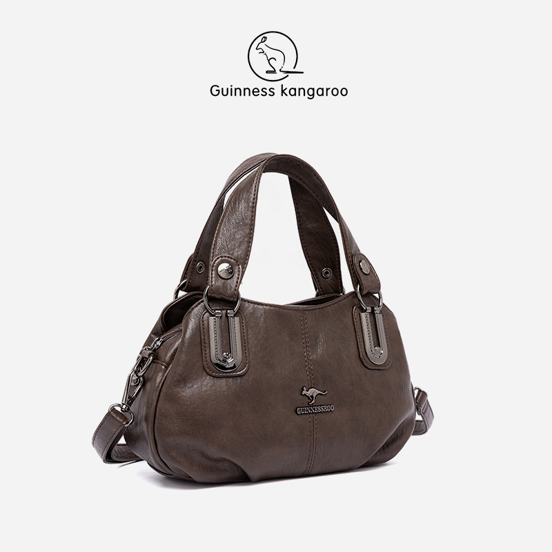 吉尼斯袋鼠真皮女包单肩斜挎手提包2025夏季新款高级中年妈妈包