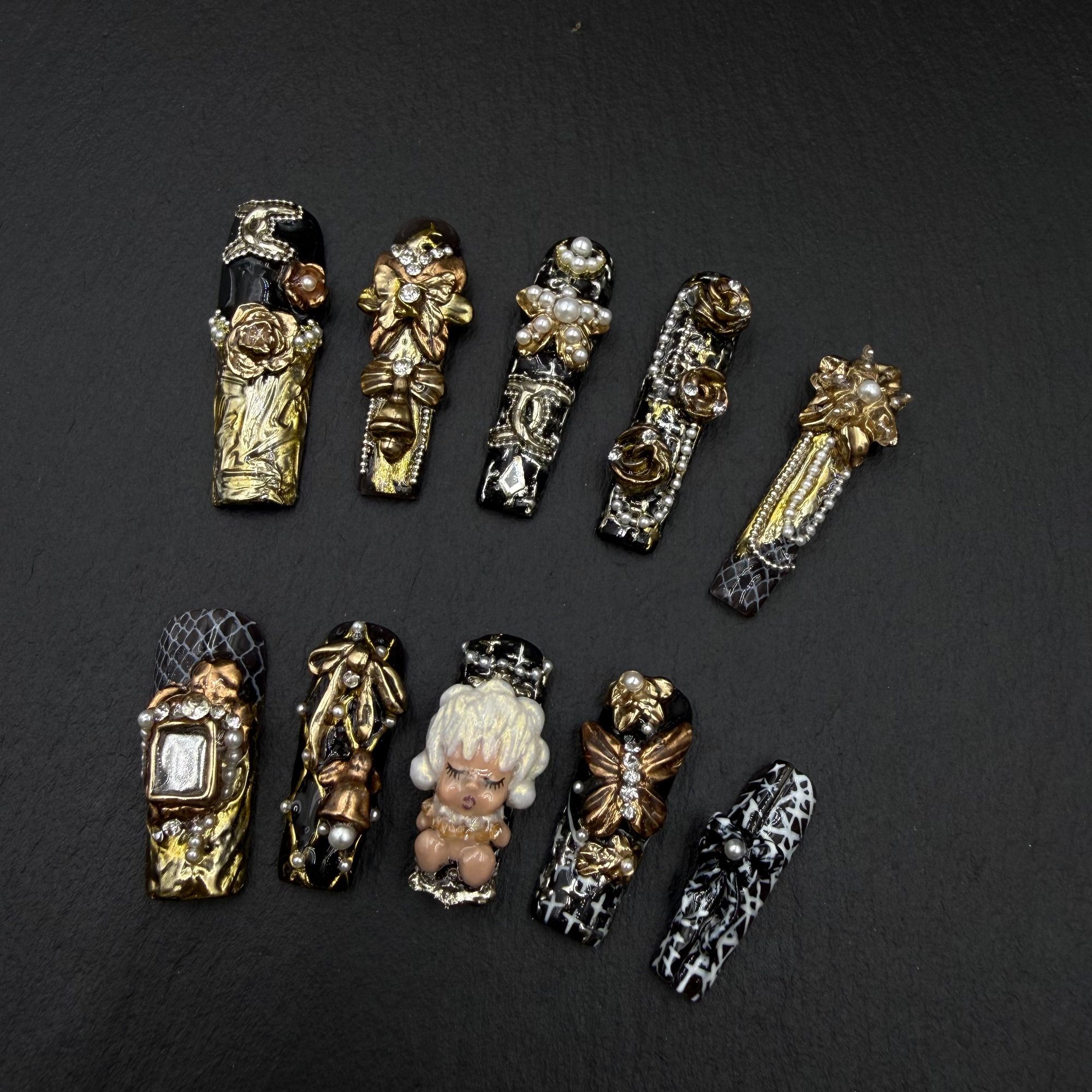 【Dandan出品】 珍珠骑士   纯手工重工设计娃娃款穿戴甲