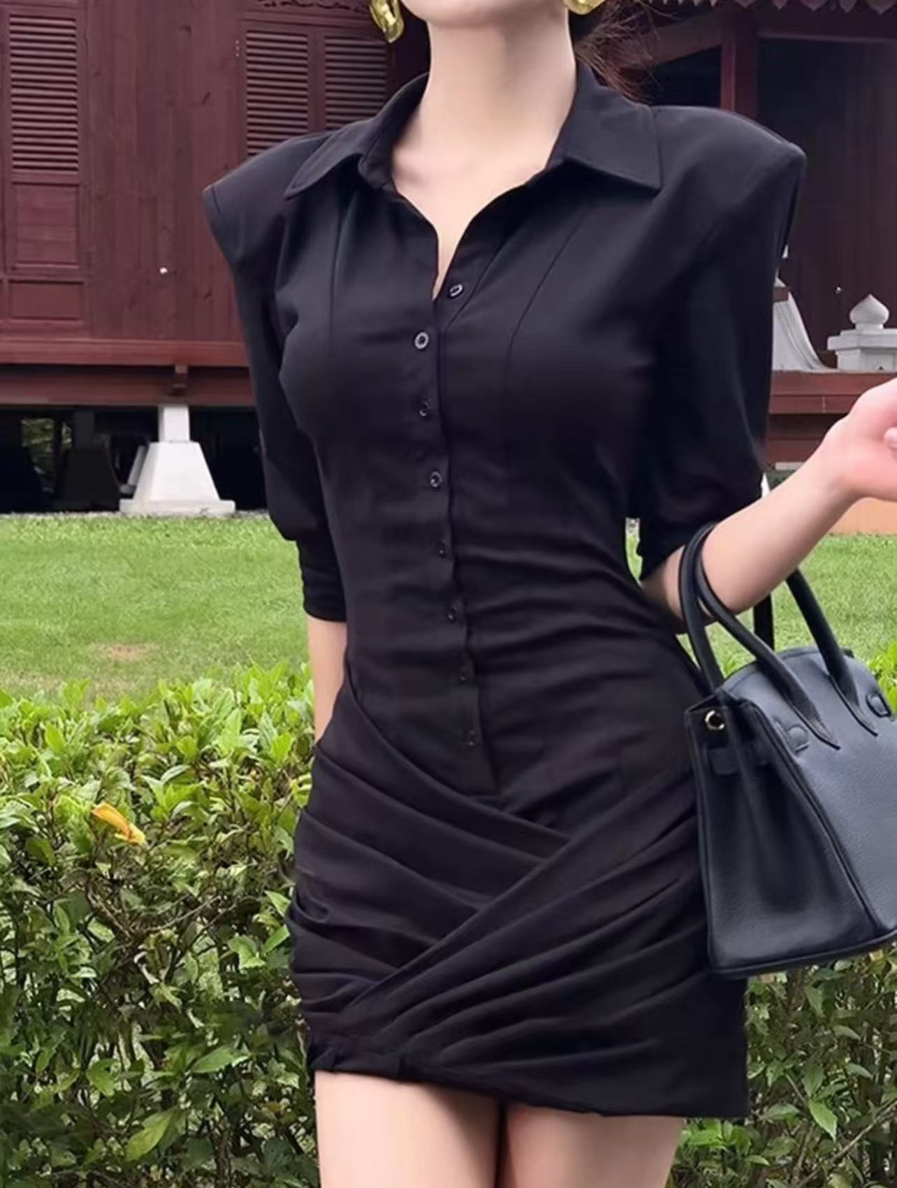 小九九 秋冬设计感微胖御姐显瘦修身包臀裙6001