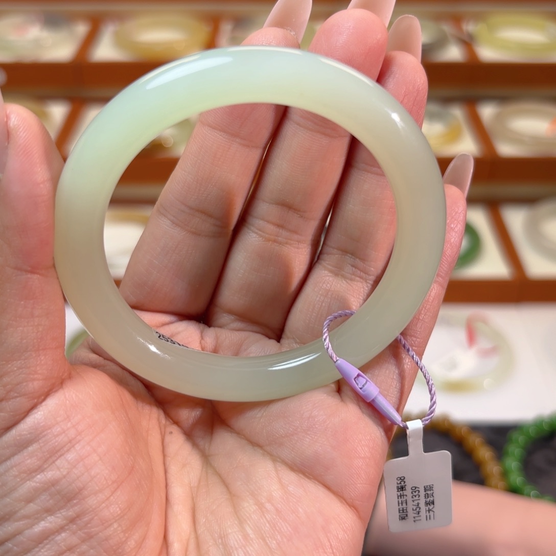 和田玉未镶嵌手镯冰晴水圆条手镯