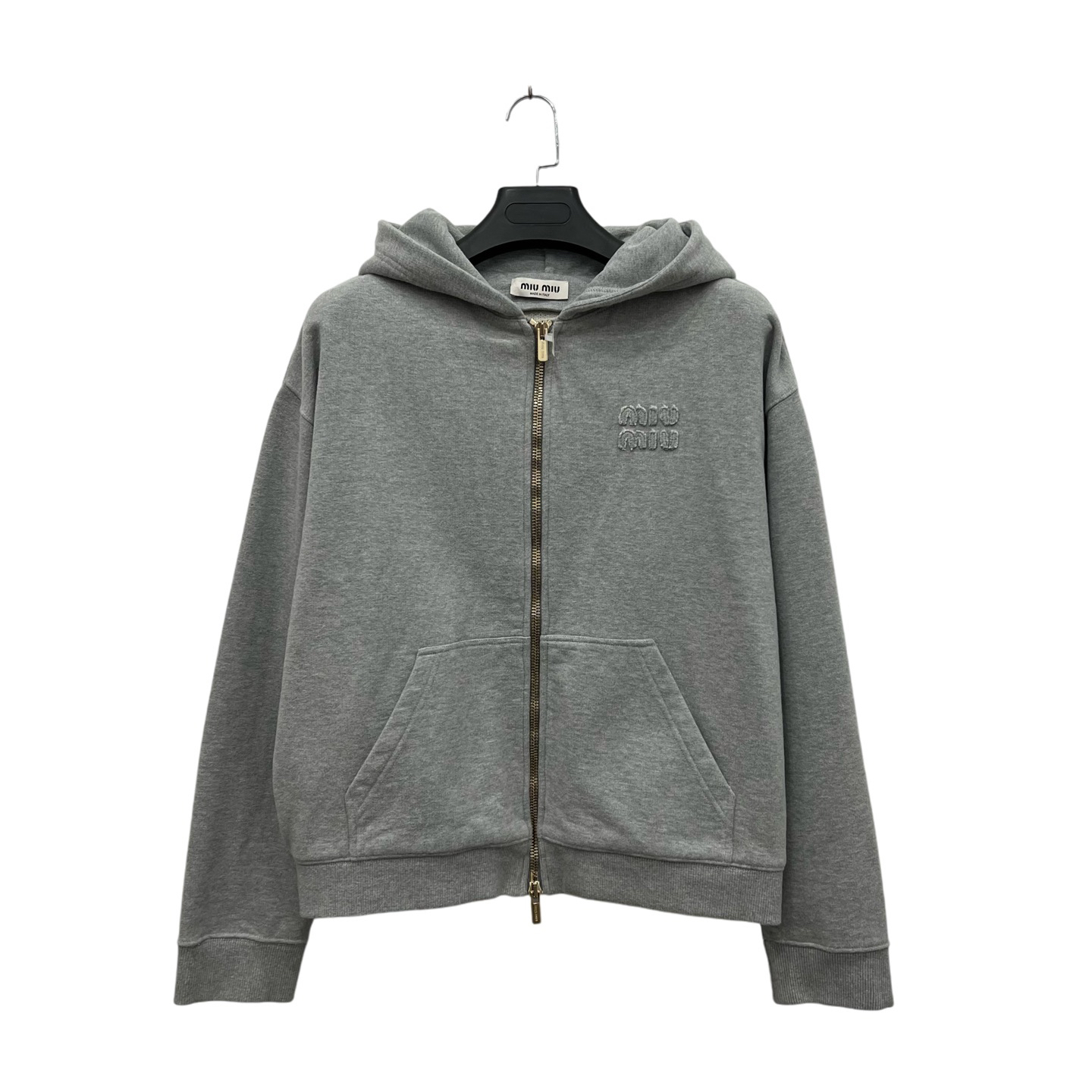 未使用 MIU MIU/缪缪 灰色拉链帽衫 XS码/全新吊牌/公价25300