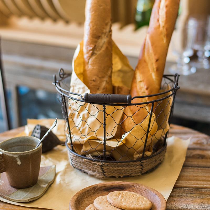 掬涵铁线编织提篮收纳筐篮装饰复古铁艺杂货美式乡村