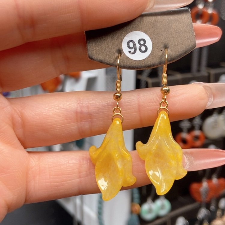 【闪购商品】翡翠耳饰银S925镀金镶嵌优化