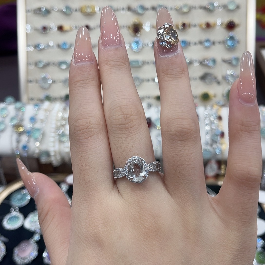 蛇纹石玉银S925镶嵌戒指