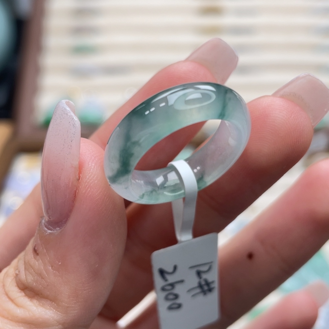 翡翠未镶嵌戒圈a20港圈12冰胶底冰飘花