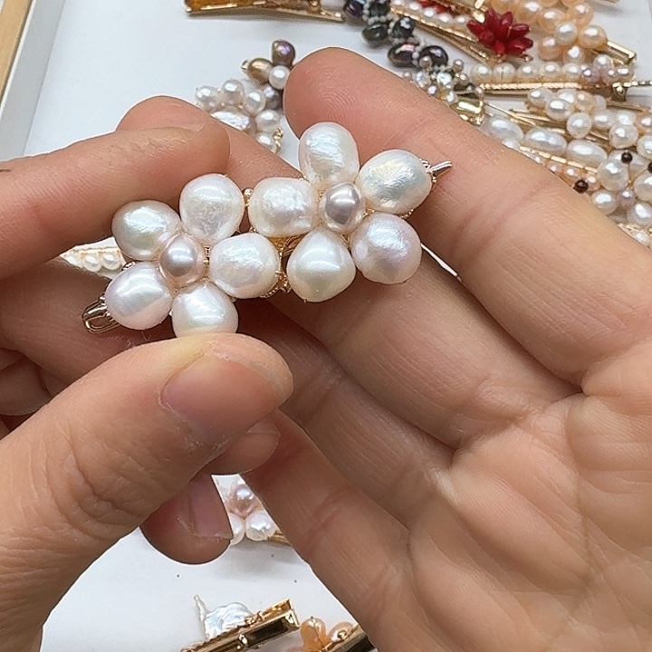 淡水珍珠发饰银S925镶嵌