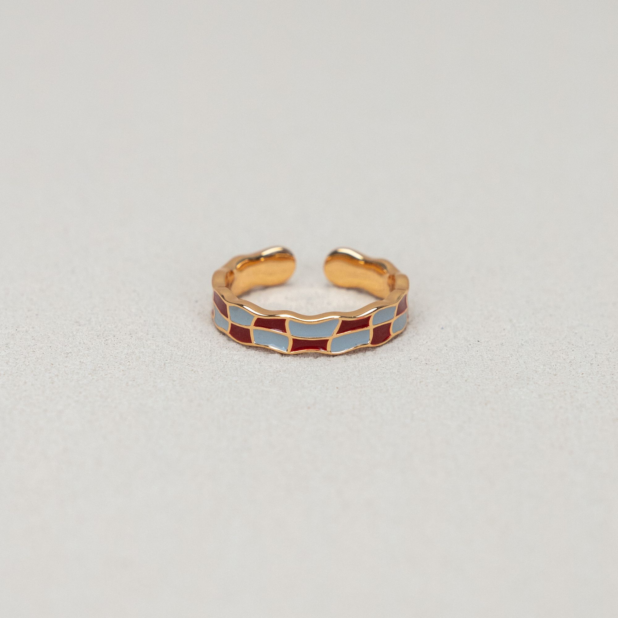 925银珐琅戒指 红蓝滴釉戒指|通体S925银|镀18K金|珐琅滴釉