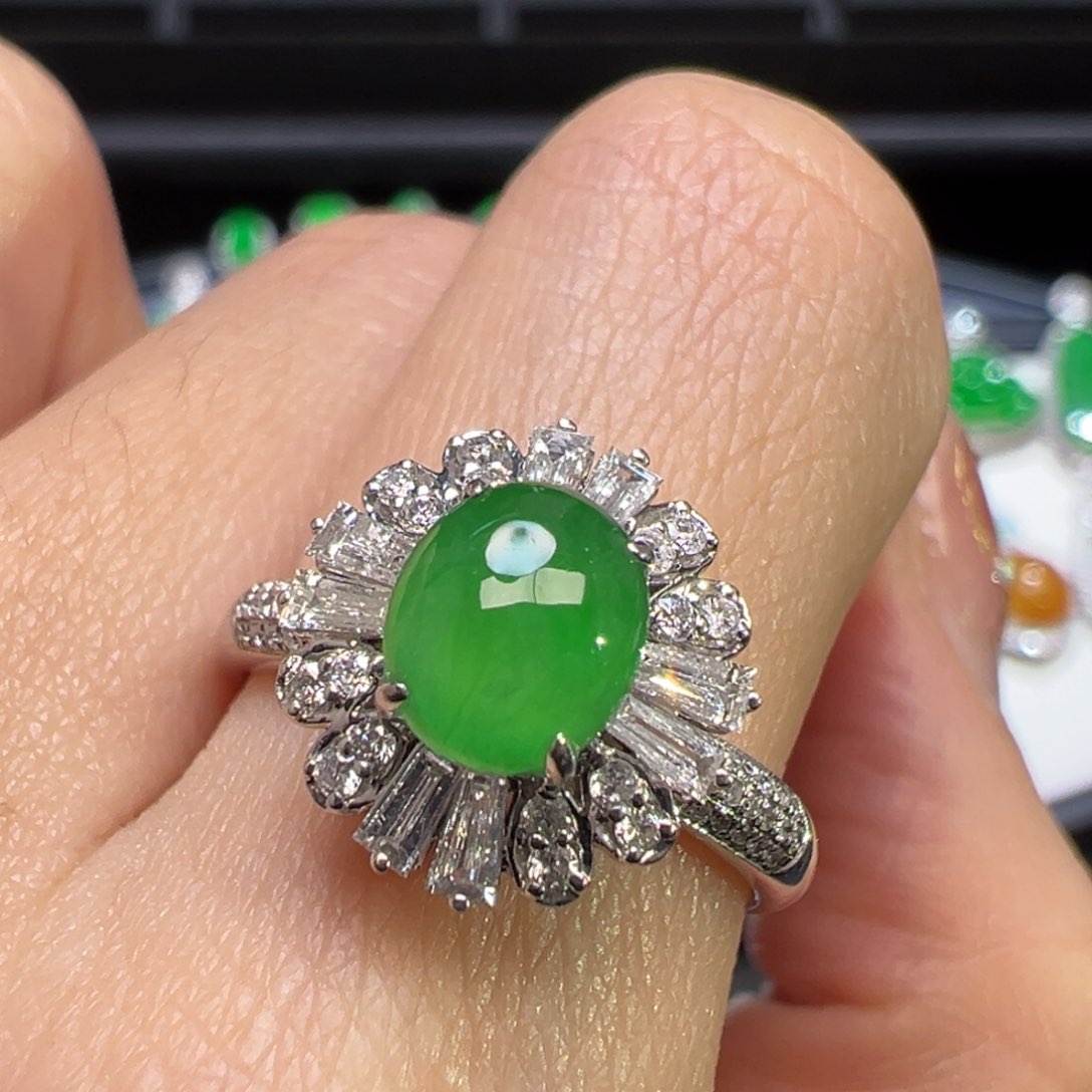 翡翠戒指18K金镶嵌收到货48小时鉴赏期