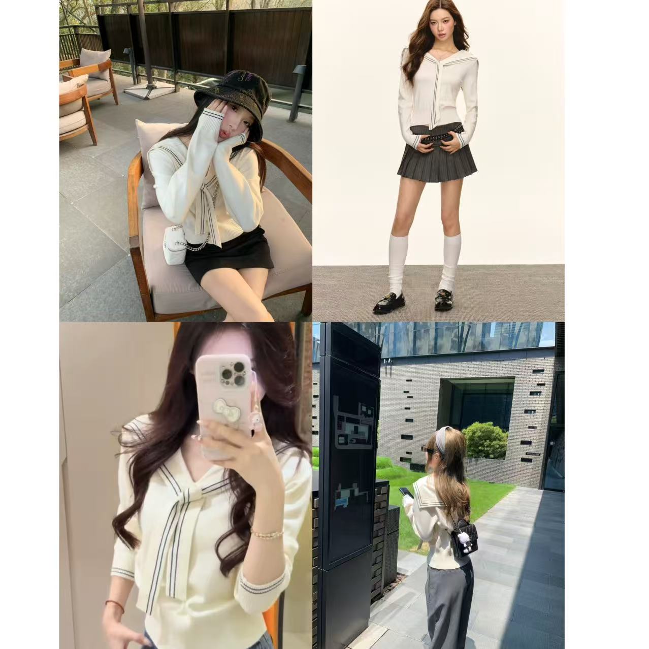 徐秋阳  海军风针织  秋冬新款百搭时尚显瘦显白设计感毛衣YM509-